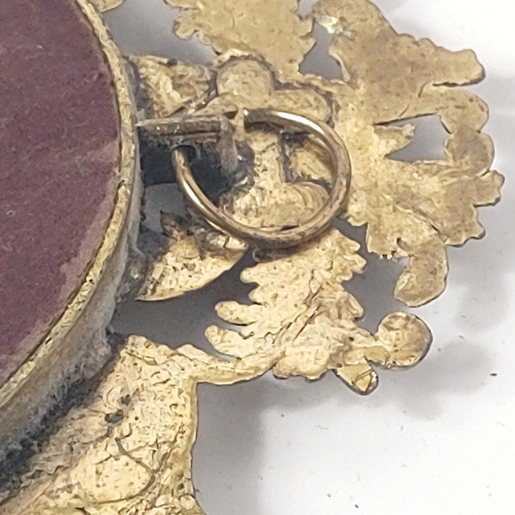 Vintage Giuseppe Tarantino Mother Child Silk Serigraph Italy Ornate Brass Frame - Picture 6 of 6